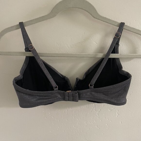 Shade & Shore 36C Bikini Top Dark Gray Metallic Finish Wired Adjustable Strap - Picture 3 of 7